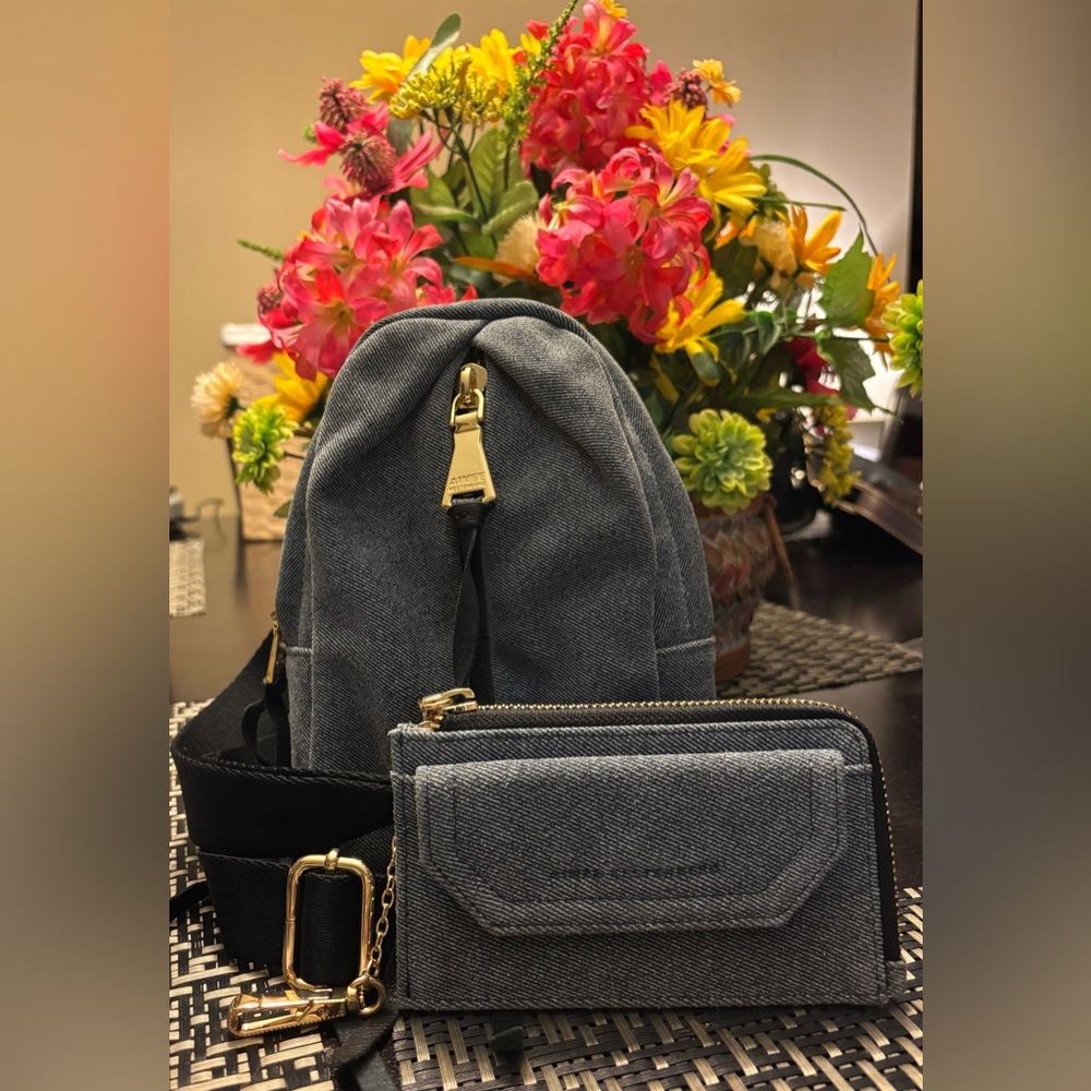 Aimee Kestenberg Denim Leather Tamitha Sling Bag and Matching Wallet